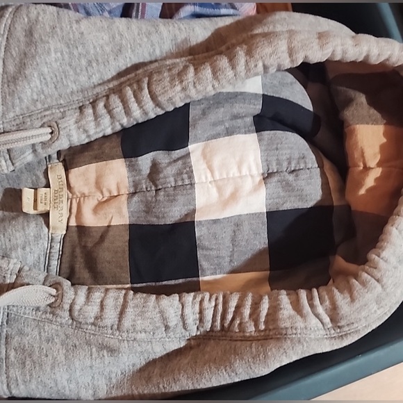 Burberry London sz smallhoodie cardigan gray nova check zip hooded sweatshirt - Picture 2 of 6